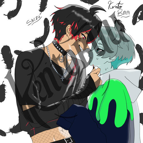 Shiza x Kento ( half body + 2 personajes)
